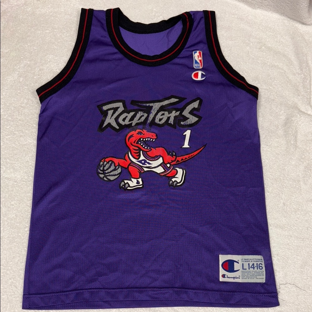Vintage TRACY MCGRADY #1 Toronto Raptors NBA Champion Jersey boys Size L